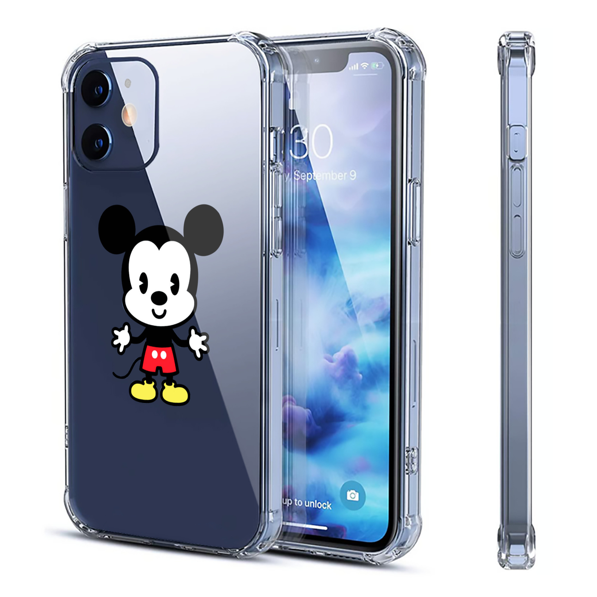 （画像用） ミッキーマウス Mickey Mouse 【iPhone 12シリーズ対応】透明スマホケース（クリアソフトケース）